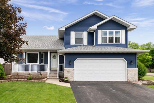 Blue siding home.